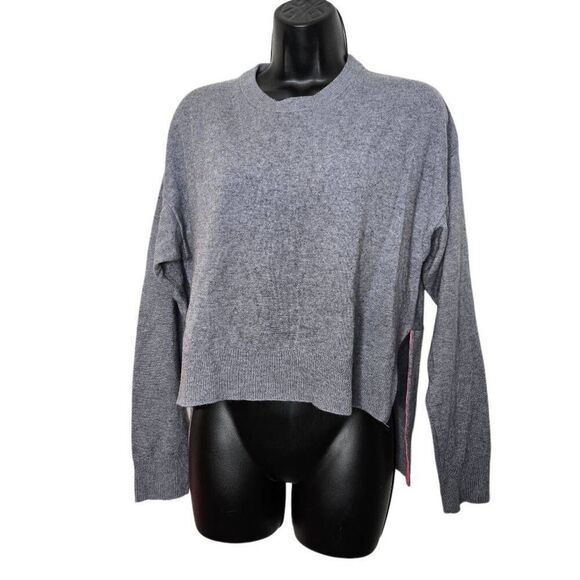 T Alexander Wang Sweater Jumper Size Small Wool Cropped Front Gray Pink - Picture 2 of 7